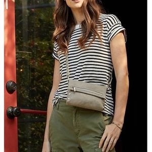 NWT HAMMITT  VIP Small Pewter Leather Crossbody Bag